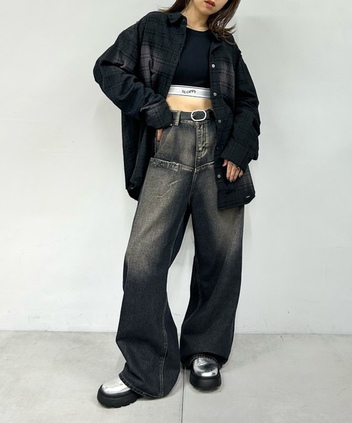 WHO'S WHO gallery（フーズフーギャラリー）の「ブラックダイチェックシャツ（シャツ/ブラウス・レディース・ブラック系その他/ブラック・FREE）」の12枚目の写真