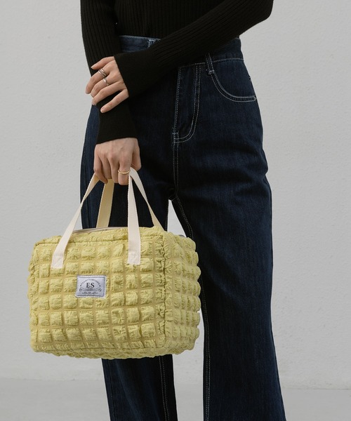 LA VORAGINE（ラ ヴォラジネ）の「【保温･保冷】ポップコーン ボックストートランチバッグ/お弁当バッグ（お弁当箱・レディース・ブラウン/アイボリー/イエロー・FREE）」の3枚目の写真