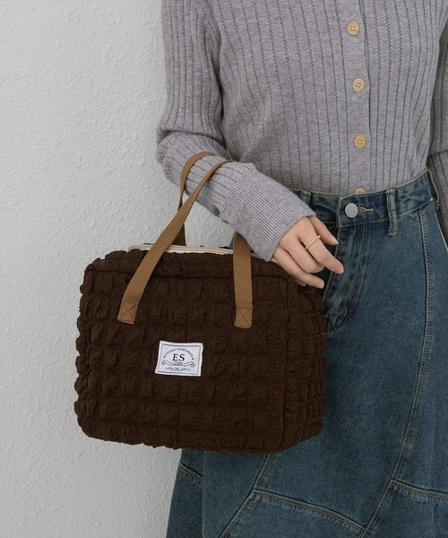 LA VORAGINE（ラ ヴォラジネ）の「【保温･保冷】ポップコーン ボックストートランチバッグ/お弁当バッグ（お弁当箱・レディース・ブラウン/アイボリー/イエロー・FREE）」の6枚目の写真