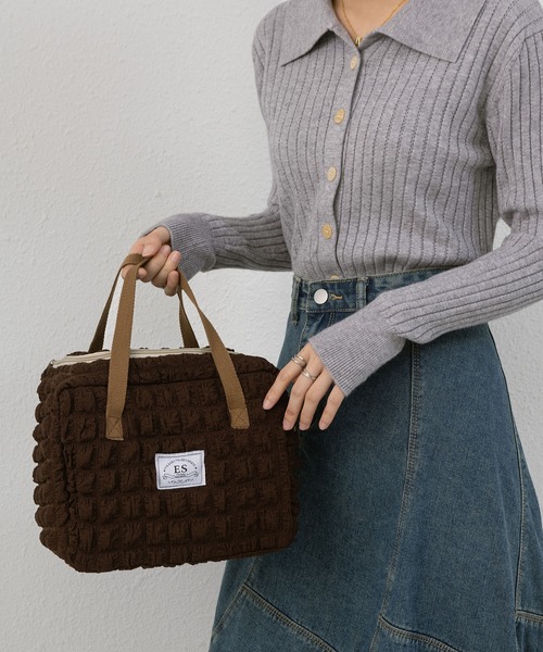 LA VORAGINE（ラ ヴォラジネ）の「【保温･保冷】ポップコーン ボックストートランチバッグ/お弁当バッグ（お弁当箱・レディース・ブラウン/アイボリー/イエロー・FREE）」の7枚目の写真