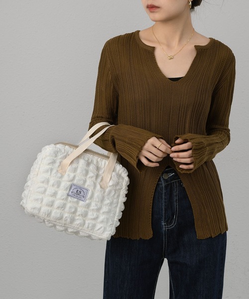 LA VORAGINE（ラ ヴォラジネ）の「【保温･保冷】ポップコーン ボックストートランチバッグ/お弁当バッグ（お弁当箱・レディース・ブラウン/アイボリー/イエロー・FREE）」の8枚目の写真