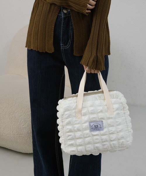 LA VORAGINE（ラ ヴォラジネ）の「【保温･保冷】ポップコーン ボックストートランチバッグ/お弁当バッグ（お弁当箱・レディース・ブラウン/アイボリー/イエロー・FREE）」の10枚目の写真