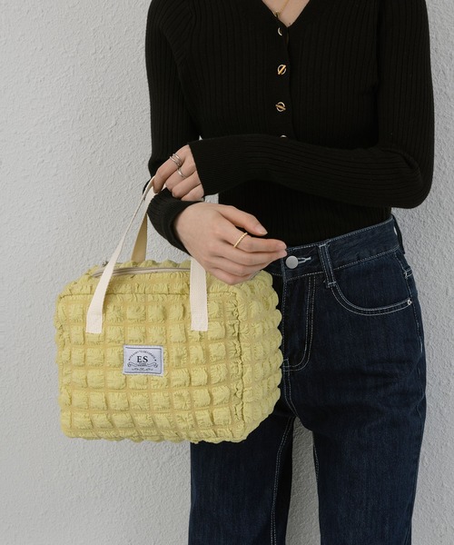 LA VORAGINE（ラ ヴォラジネ）の「【保温･保冷】ポップコーン ボックストートランチバッグ/お弁当バッグ（お弁当箱・レディース・ブラウン/アイボリー/イエロー・FREE）」の12枚目の写真