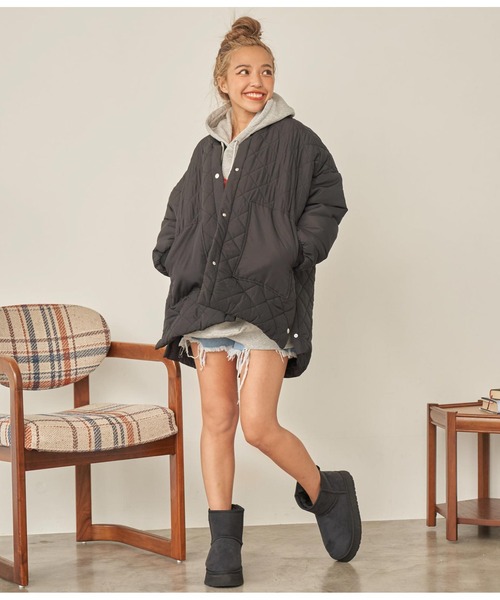 anap mimpi（アナップミンピ）の「中綿ダイヤキティングコート（ブルゾン・レディース・カーキ/ブラック・FREE）」の6枚目の写真