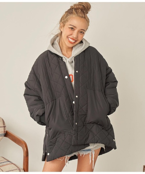 anap mimpi（アナップミンピ）の「中綿ダイヤキティングコート（ブルゾン・レディース・カーキ/ブラック・FREE）」の3枚目の写真