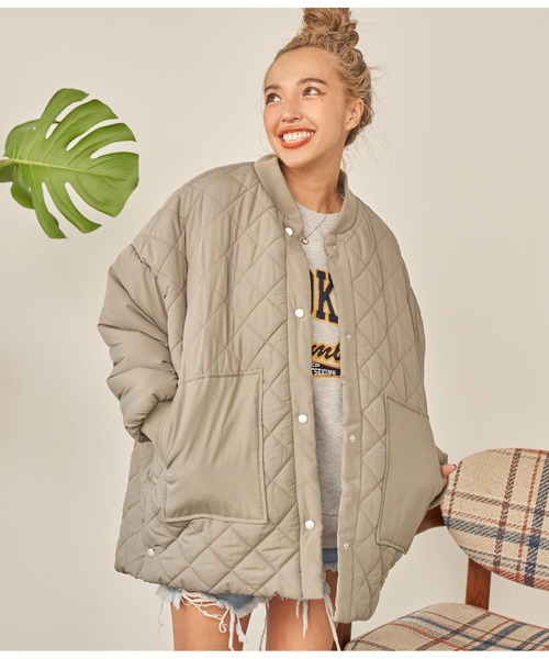 anap mimpi（アナップミンピ）の「中綿ダイヤキティングコート（ブルゾン・レディース・カーキ/ブラック・FREE）」の10枚目の写真