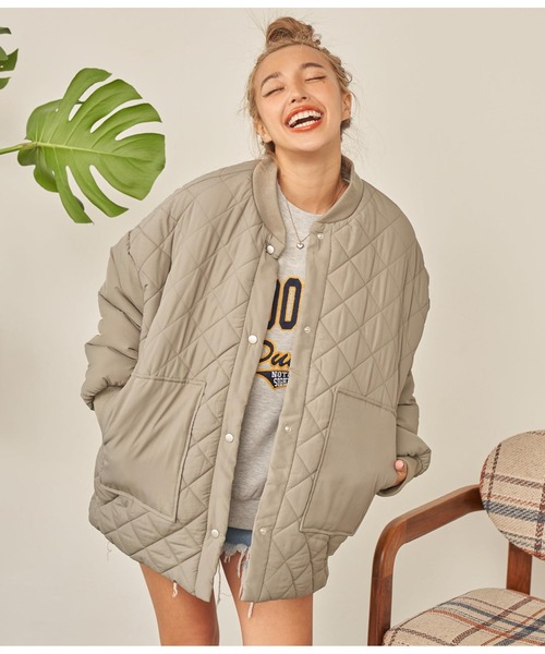 anap mimpi（アナップミンピ）の「中綿ダイヤキティングコート（ブルゾン・レディース・カーキ/ブラック・FREE）」の9枚目の写真