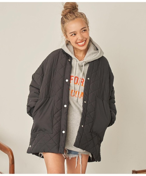 anap mimpi（アナップミンピ）の「中綿ダイヤキティングコート（ブルゾン・レディース・カーキ/ブラック・FREE）」の22枚目の写真