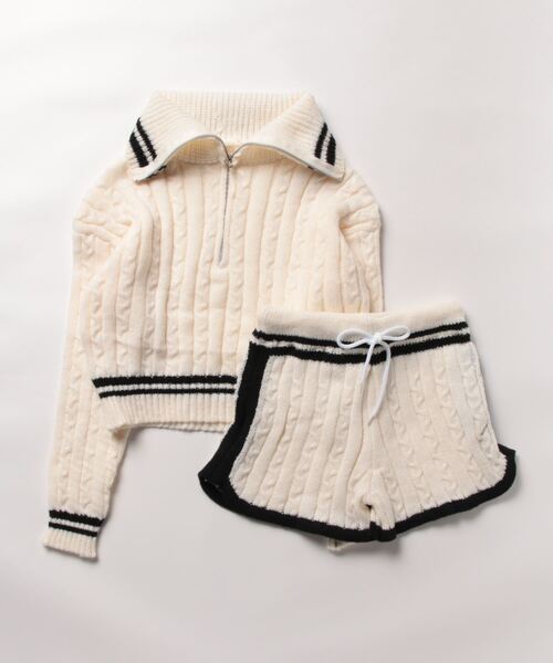 ammy.(エイミードット)の「【 ammy. / エイミードット 】 ハーフジップ ライン セットアップ(セットアップ・レディース・ネイビー/ホワイト・FREE)」の8枚目の写真