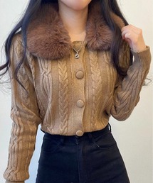 FUR CABLE KNIT CARDIGAN / ケーブルニットファーカーディガン