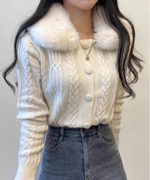 FUR CABLE KNIT CARDIGAN / ケーブルニットファーカーディガン