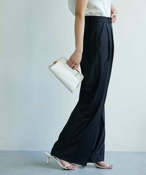 Drawing Numbers（ドローイング ナンバーズ）の「【Drawing Numbers】センタープレスワイドパンツ（スラックス・レディース・チャコールグレー/ネイビー/ライトグレー・34/36/38）」の14枚目の写真