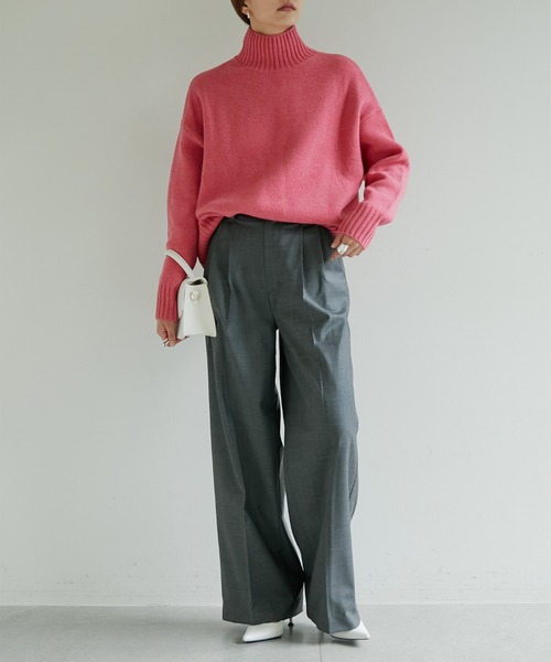 Drawing Numbers（ドローイング ナンバーズ）の「【Drawing Numbers】センタープレスワイドパンツ（スラックス・レディース・チャコールグレー/ネイビー/ライトグレー・34/36/38）」の4枚目の写真