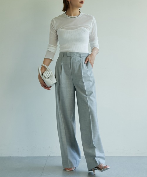 Drawing Numbers（ドローイング ナンバーズ）の「【Drawing Numbers】センタープレスワイドパンツ（スラックス・レディース・チャコールグレー/ネイビー/ライトグレー・34/36/38）」の16枚目の写真