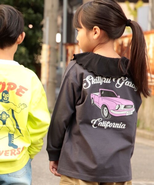 DRC branshes（ディーアールシーブランシェス）の「【WEB限定/DRC/お肌に嬉しい綿100％】アソートグラフィック長袖Tシャツ（Tシャツ/カットソー・キッズ・ネイビー/オレンジ/その他4/その他5/チャコールグレー/アイボリー/ブルー/その他3/その他1/オフホワイト/ライム/ブラック/その他2/グレイッシュベージュ/ブルーグレー/その他6/グリーン/ラベンダー・100/130/140/160/150/120/90/110）」の4枚目の写真