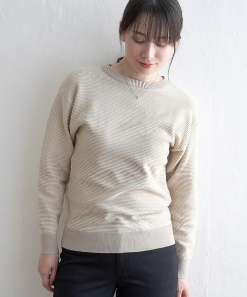 ikka(イッカ)の「GOKU楽 ボーダーニットプルオーバー(ニット/セーター・レディース・ベージュ/ブラック/スカイブルー・M/L/S)」の14枚目の写真
