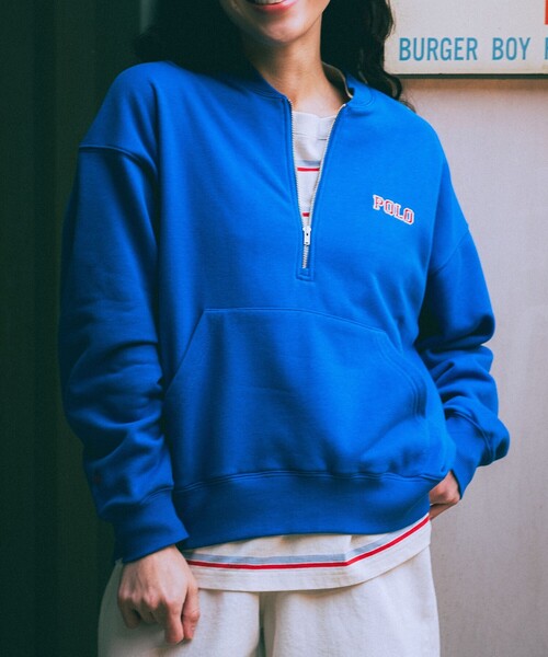 POLO BCS(ポロ ビーシーエス)の「POLO BCS(ポロ・ビーシーエス)別注ハーフジップ裏毛スウェット(スウェット・レディース・ホワイト/グレー/コバルトブルー・FREE)」の3枚目の写真
