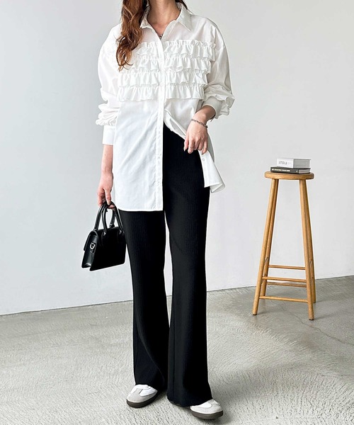 セール】【S-XLサイズ展開】-3kg見え！セルフカットセミフレアイージー