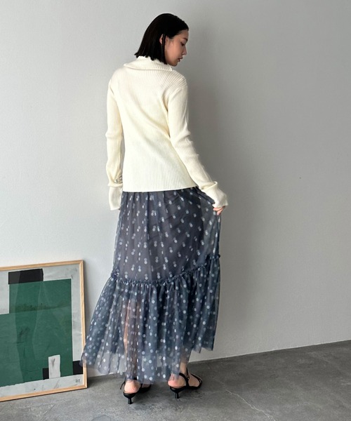 Doux archives(ドゥアルシーヴ)の「ダブルファスナーリブニット(ニット/セーター・レディース・パープル/ネイビー/ベージュ/アイボリー・FREE)」の22枚目の写真