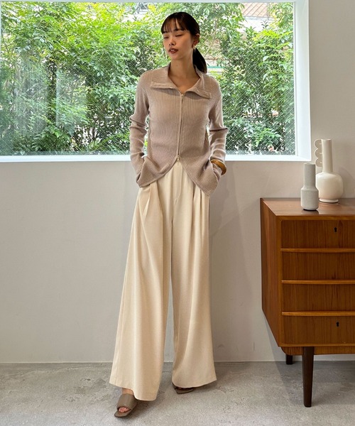 Doux archives(ドゥアルシーヴ)の「ダブルファスナーリブニット(ニット/セーター・レディース・パープル/ネイビー/ベージュ/アイボリー・FREE)」の10枚目の写真