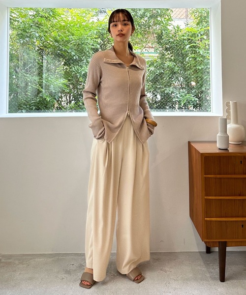 Doux archives(ドゥアルシーヴ)の「ダブルファスナーリブニット(ニット/セーター・レディース・パープル/ネイビー/ベージュ/アイボリー・FREE)」の15枚目の写真