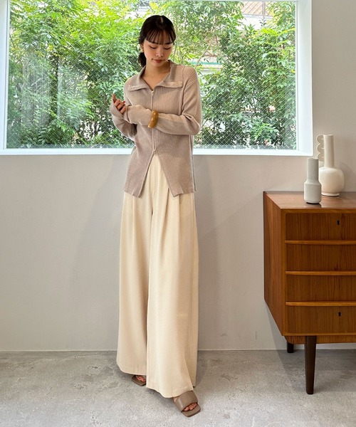 Doux archives(ドゥアルシーヴ)の「ダブルファスナーリブニット(ニット/セーター・レディース・パープル/ネイビー/ベージュ/アイボリー・FREE)」の16枚目の写真