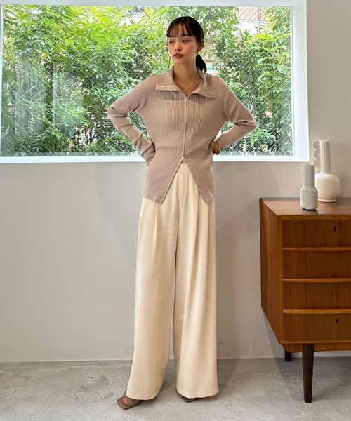 Doux archives(ドゥアルシーヴ)の「ダブルファスナーリブニット(ニット/セーター・レディース・パープル/ネイビー/ベージュ/アイボリー・FREE)」の13枚目の写真