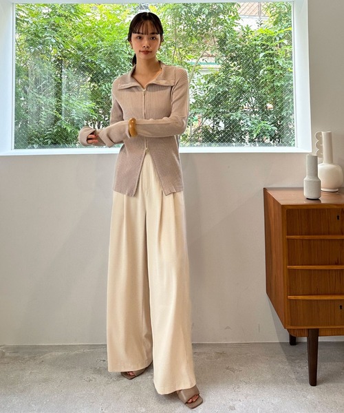 Doux archives(ドゥアルシーヴ)の「ダブルファスナーリブニット(ニット/セーター・レディース・パープル/ネイビー/ベージュ/アイボリー・FREE)」の14枚目の写真