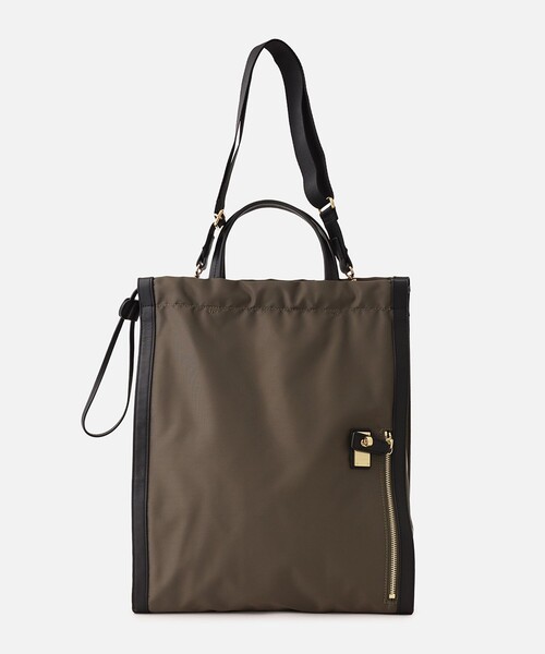 ORSETTO(オルセット)の「【ORSETTO(オルセット)】 METALLO NYLON TOTE(トートバッグ・レディース・カーキ/ブラック・2)」の5枚目の写真
