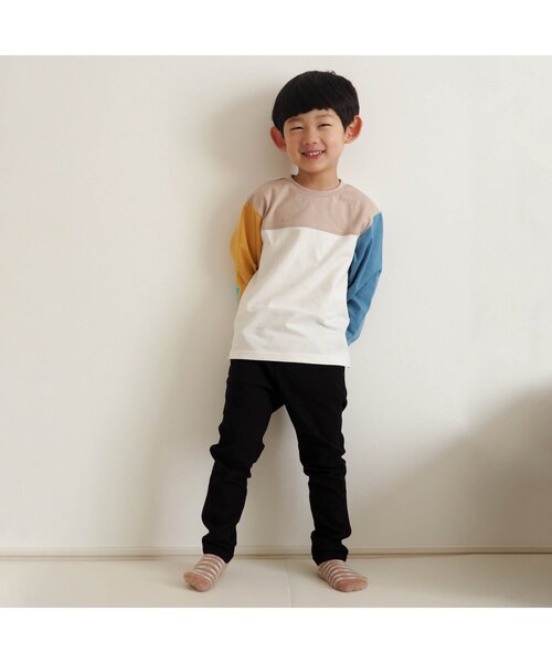 apres les cours(アプレレクール)の「肘パッチモチーフTシャツ(Tシャツ/カットソー・キッズ・レッド/グリーン/レインボー・80/90/100/110/120/130)」の5枚目の写真