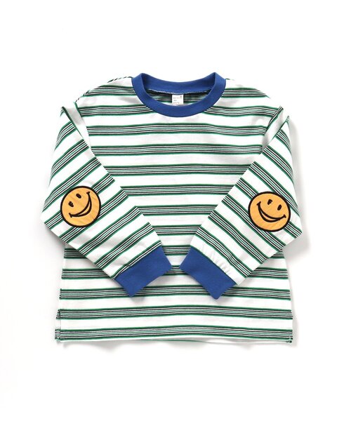 apres les cours(アプレレクール)の「肘パッチモチーフTシャツ(Tシャツ/カットソー・キッズ・レッド/グリーン/レインボー・80/90/100/110/120/130)」の9枚目の写真