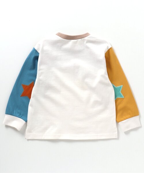apres les cours(アプレレクール)の「肘パッチモチーフTシャツ(Tシャツ/カットソー・キッズ・レッド/グリーン/レインボー・80/90/100/110/120/130)」の12枚目の写真