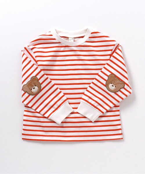 apres les cours(アプレレクール)の「肘パッチモチーフTシャツ(Tシャツ/カットソー・キッズ・レッド/グリーン/レインボー・80/90/100/110/120/130)」の17枚目の写真