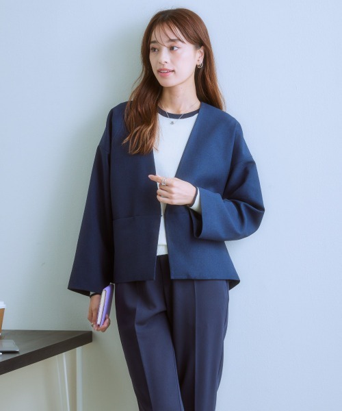 7days Life Styling(セブンデイズライフスタイリング)の「配色クルーネックセーター(静電防止・毛玉になりにくい・UVカット・タンブル乾燥OK)(ニット/セーター・レディース・ネイビー系/アイボリー系/グレー系/スモーキーグリーン系・S/M/L/LL)」の18枚目の写真