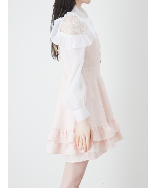 Ank Rouge（アンクルージュ）の「オーロラリボンパーツコンビネゾン（ワンピース・レディース・ホワイト/ブラック/ピンク・M）」の8枚目の写真