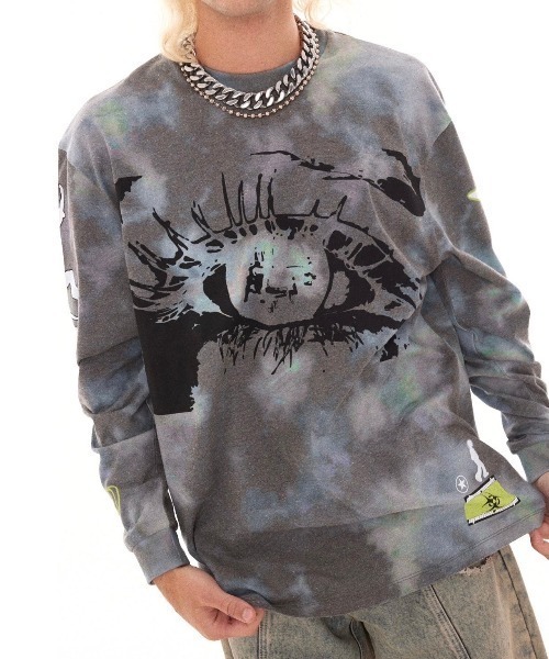 Basic Pleasure Mode（ベーシックプレジャーモード）の「ストリートファッション Y2Kファッション Basic Pleasure Mode ベーシックプレジャーモード VERTIGO L/S 長袖トップス 長袖Tシャツ プリントTシャツ ロンT オーバーサイズ（Tシャツ/カットソー・メンズ・グレー・L/M）」の8枚目の写真