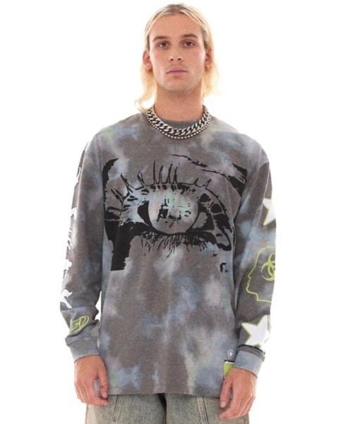 Basic Pleasure Mode（ベーシックプレジャーモード）の「ストリートファッション Y2Kファッション Basic Pleasure Mode ベーシックプレジャーモード VERTIGO L/S 長袖トップス 長袖Tシャツ プリントTシャツ ロンT オーバーサイズ（Tシャツ/カットソー・メンズ・グレー・L/M）」の5枚目の写真