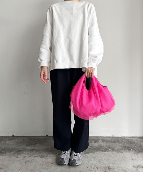 favori(ファヴォリ)の「EM:favoriスバシアトート チュールトート バッグ 軽量約108g(トートバッグ・レディース・ピンク/グリーン/ブラック/アイボリー・FREE)」の14枚目の写真