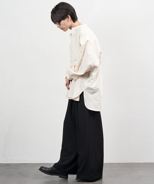 PUBLUX（パブリュクス）の「PUBLUX/パブリュクス プルオーバースタンドカラーシャツ/ユニセックス(限定展開)（シャツ/ブラウス・メンズ・キナリ/ブラック/オリーブ・SMALL/MEDIUM/LARGE）」の6枚目の写真