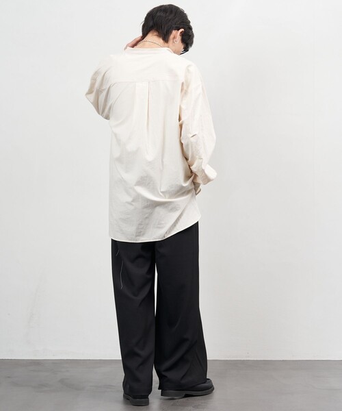 PUBLUX（パブリュクス）の「PUBLUX/パブリュクス プルオーバースタンドカラーシャツ/ユニセックス(限定展開)（シャツ/ブラウス・メンズ・キナリ/ブラック/オリーブ・SMALL/MEDIUM/LARGE）」の7枚目の写真