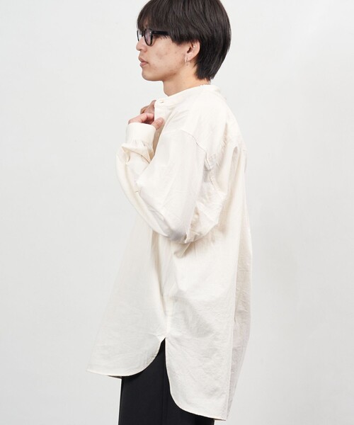 PUBLUX（パブリュクス）の「PUBLUX/パブリュクス プルオーバースタンドカラーシャツ/ユニセックス(限定展開)（シャツ/ブラウス・メンズ・キナリ/ブラック/オリーブ・SMALL/MEDIUM/LARGE）」の11枚目の写真