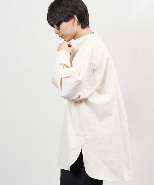 PUBLUX（パブリュクス）の「PUBLUX/パブリュクス プルオーバースタンドカラーシャツ/ユニセックス(限定展開)（シャツ/ブラウス・メンズ・キナリ/ブラック/オリーブ・SMALL/MEDIUM/LARGE）」の13枚目の写真