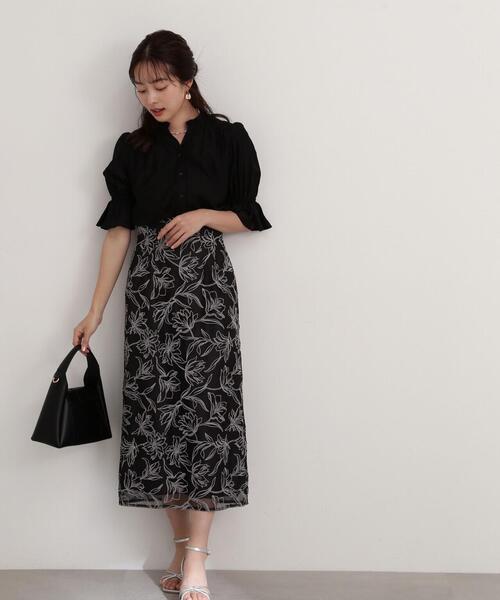 PROPORTION BODY DRESSING（プロポーションボディドレッシング）の「フロント釦パフスリーブブラウス / 1214110402（シャツ/ブラウス・レディース・ブラック/ブルー系その他/ホワイト系その他・SMALL/MEDIUM）」の16枚目の写真