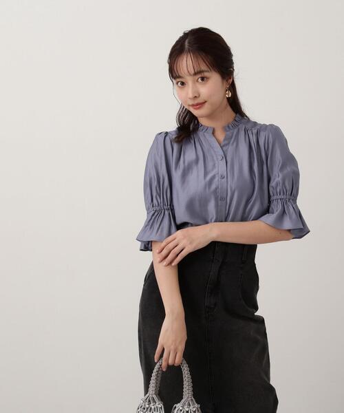 PROPORTION BODY DRESSING（プロポーションボディドレッシング）の「フロント釦パフスリーブブラウス / 1214110402（シャツ/ブラウス・レディース・ブラック/ブルー系その他/ホワイト系その他・SMALL/MEDIUM）」の9枚目の写真