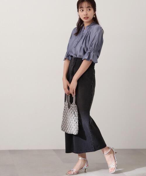 PROPORTION BODY DRESSING（プロポーションボディドレッシング）の「フロント釦パフスリーブブラウス / 1214110402（シャツ/ブラウス・レディース・ブラック/ブルー系その他/ホワイト系その他・SMALL/MEDIUM）」の10枚目の写真