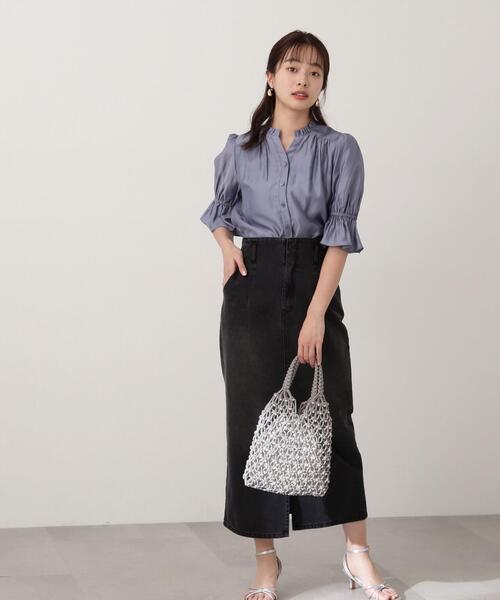 PROPORTION BODY DRESSING（プロポーションボディドレッシング）の「フロント釦パフスリーブブラウス / 1214110402（シャツ/ブラウス・レディース・ブラック/ブルー系その他/ホワイト系その他・SMALL/MEDIUM）」の4枚目の写真