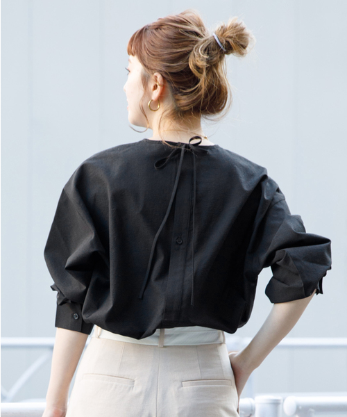 B.C STOCK（ベーセーストック）の「カラーシャツブラウス（シャツ/ブラウス・レディース・ブラック/アイボリー/グリーン・FREE）」の10枚目の写真