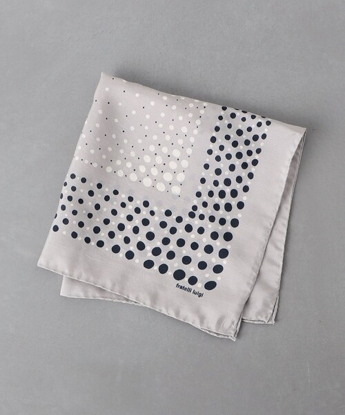 Fratelli Luigi(フラテッリルイージ)の「<FRATELLI LUIGI> ランダム ドットプリント ポケットチーフ(ポケットチーフ・メンズ・グレー/コバルトブルー・FREE)」の1枚目の写真