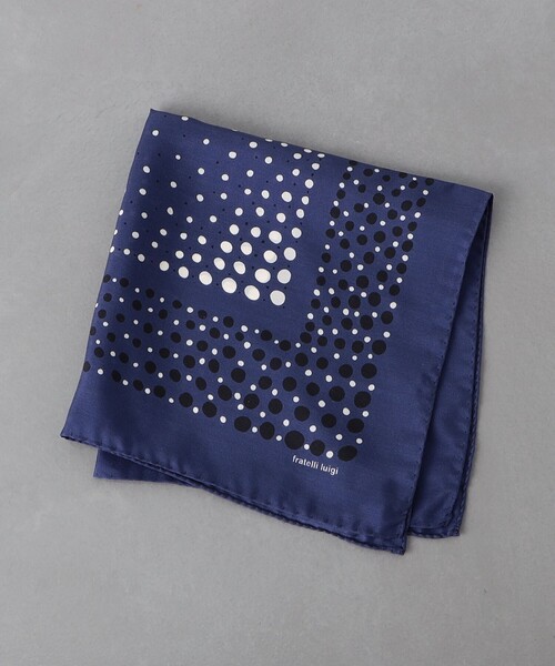 Fratelli Luigi(フラテッリルイージ)の「<FRATELLI LUIGI> ランダム ドットプリント ポケットチーフ(ポケットチーフ・メンズ・グレー/コバルトブルー・FREE)」の2枚目の写真