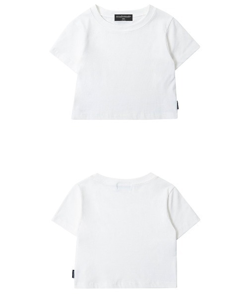 muahmuah（ムーアムーア）の「A'GEM/9 × .kom 『muah muah/ムーアムーア』SLIM FIT CROP HALF T-SHIRT/スリムフィット クロップハーフTシャツ（Tシャツ/カットソー・レディース・ブラック/ホワイト・FREE）」の6枚目の写真